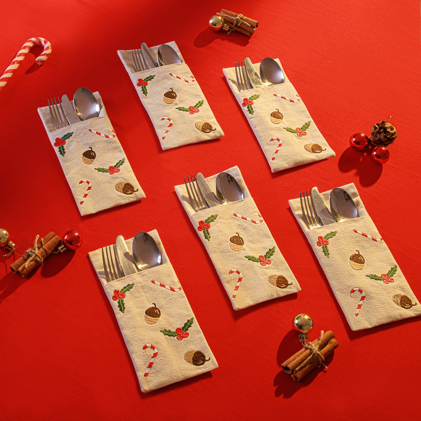 Cutlery Pocket Set: 6 pieces — 3.9 × 8.7 in (10 × 22 cm)