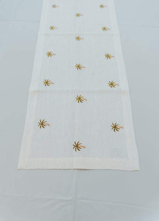 Golden Palm linen Table Runner
