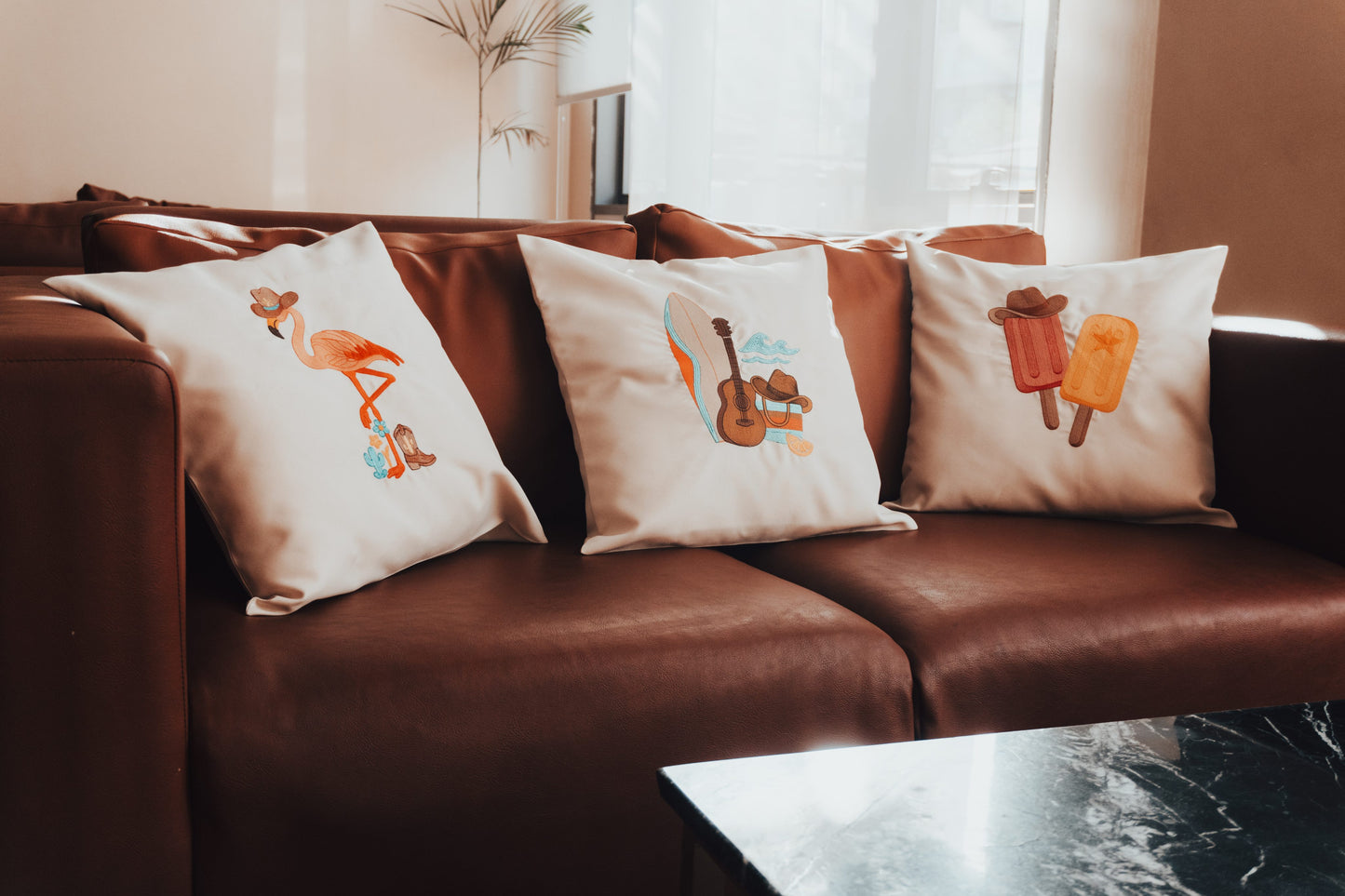 Cowboy Embroidered Cushion – 18×18 in (46×46 cm)