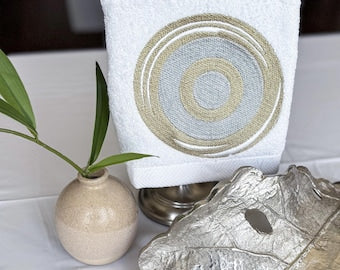 Guest Towel – 100% Cotton | Gold & Silver Embroidery | approximately 14x14 inches