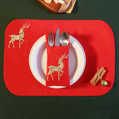 Linen Jolly Deer Placemats - Set of 6