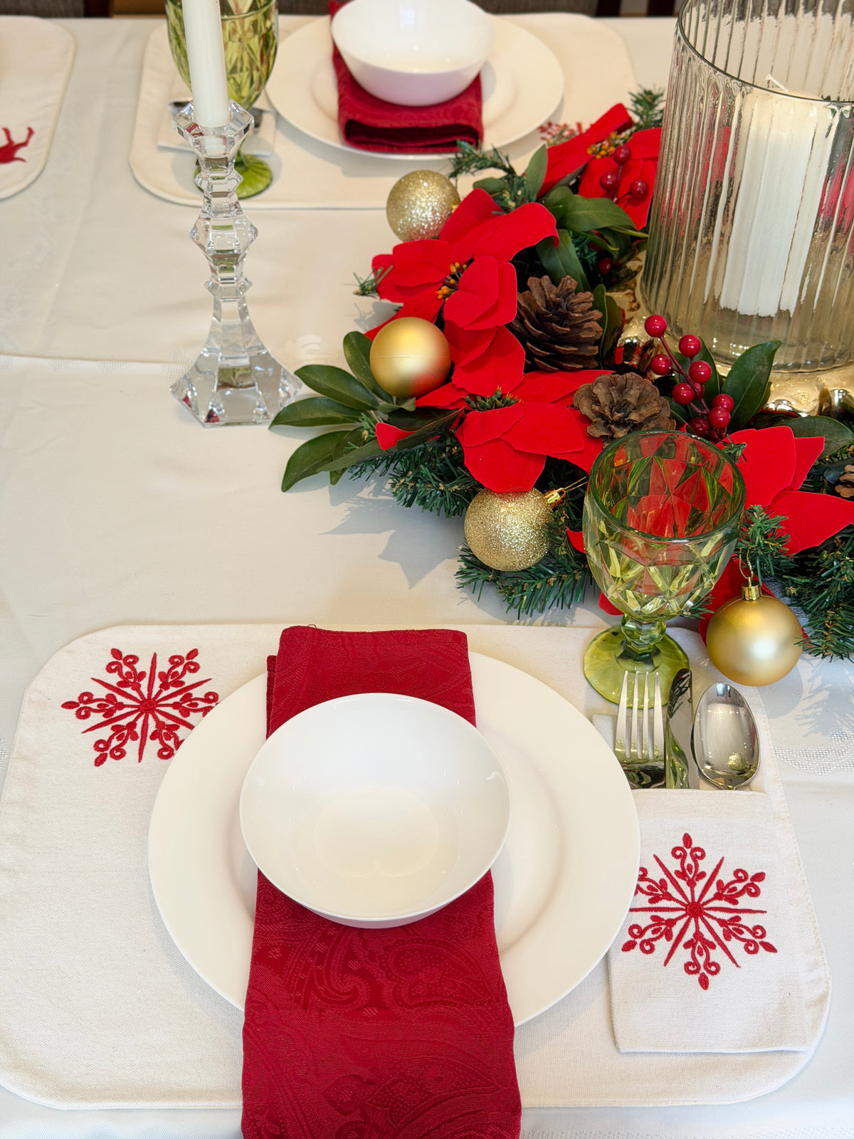 Linen Jolly Deer Cutlery Pockets - Set of 6