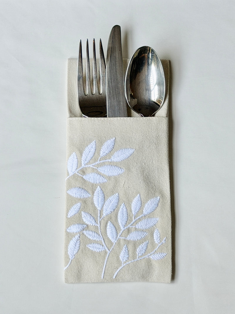 Ivory Bloom Cutlery Pockets - Set of 6
