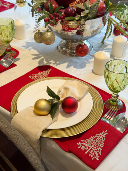 Linen Jolly Deer Cutlery Pockets - Set of 6