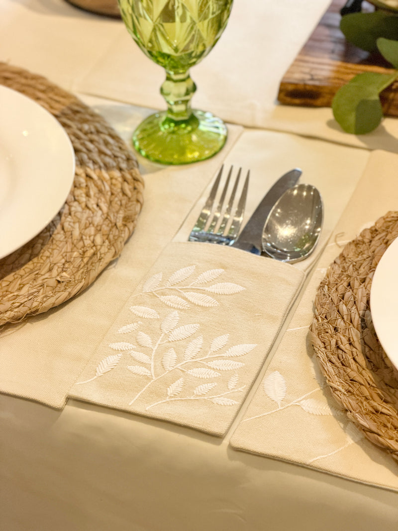 Ivory Bloom Cutlery Pockets - Set of 6