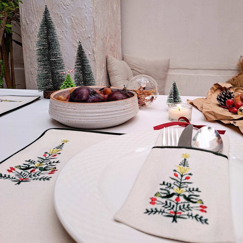 Evergreen Elegance Cutlery Pockets - Set of 6