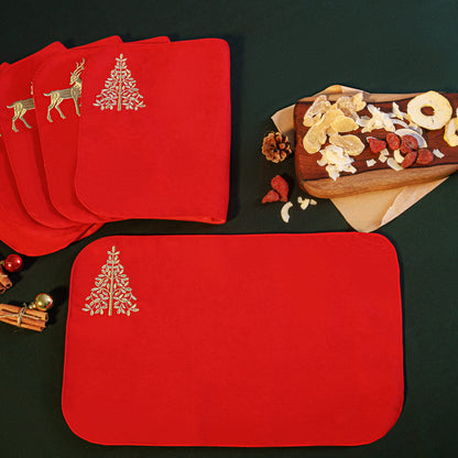 Linen Jolly Deer Placemats - Set of 6