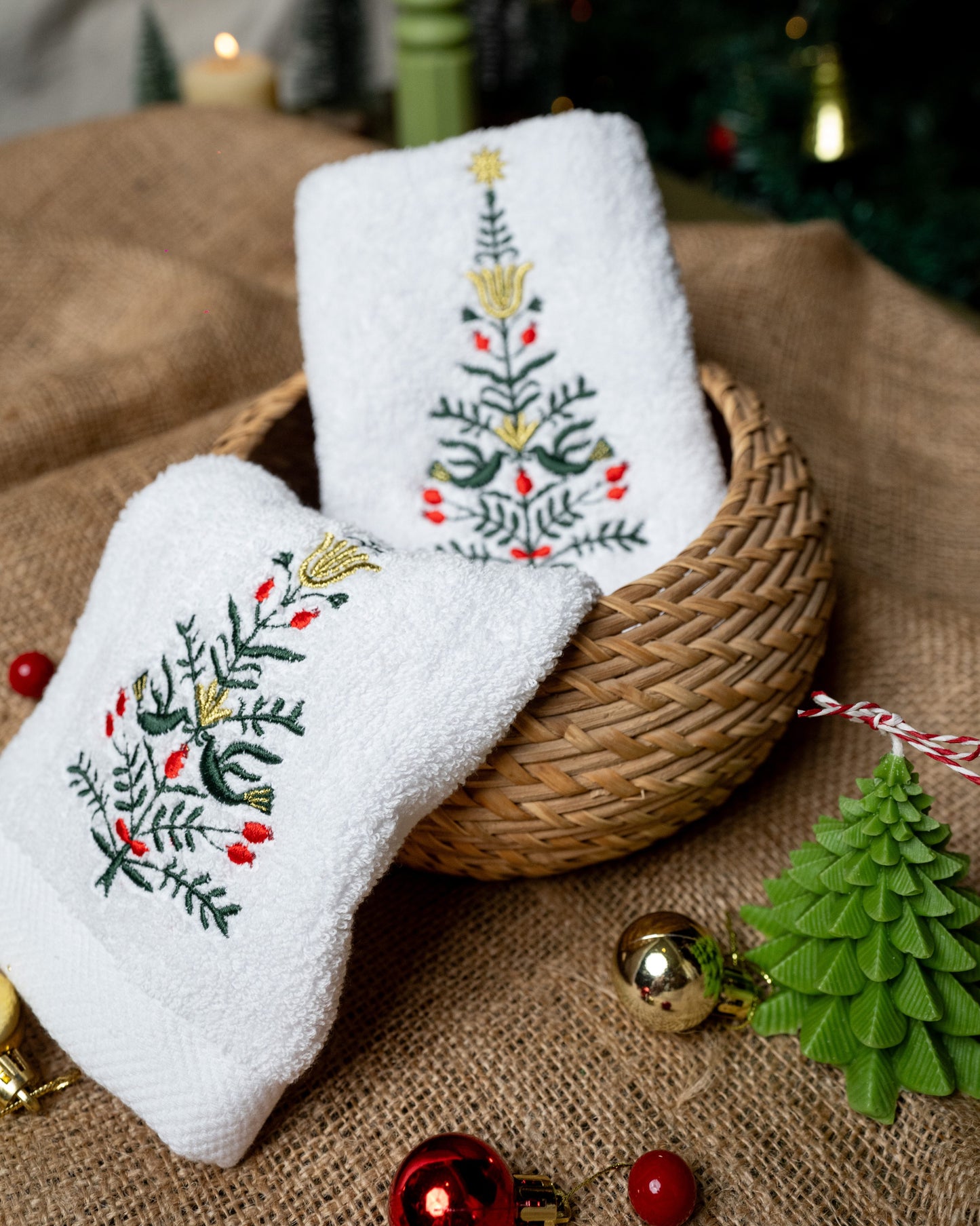 Evergreen Tree Guest Towels – Set of 2