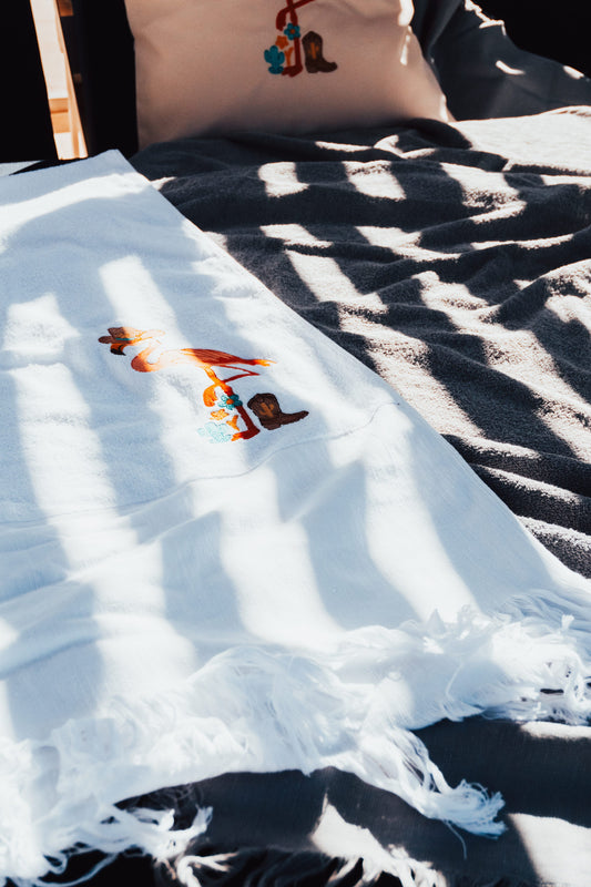 Cowboy Embroidered Beach Towel – Oversized 100% Cotton (39×79 in / 100×200 cm)
