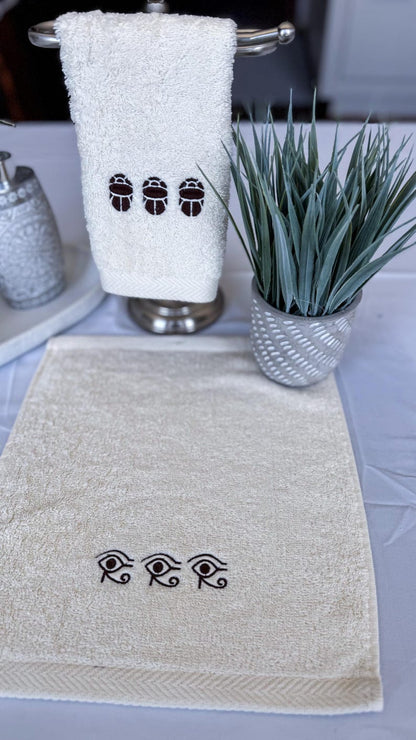 Scarab & Eye of Horus Guest Towels – Set of 2