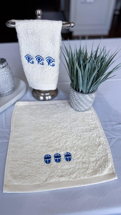 Scarab & Eye of Horus Guest Towels – Set of 2