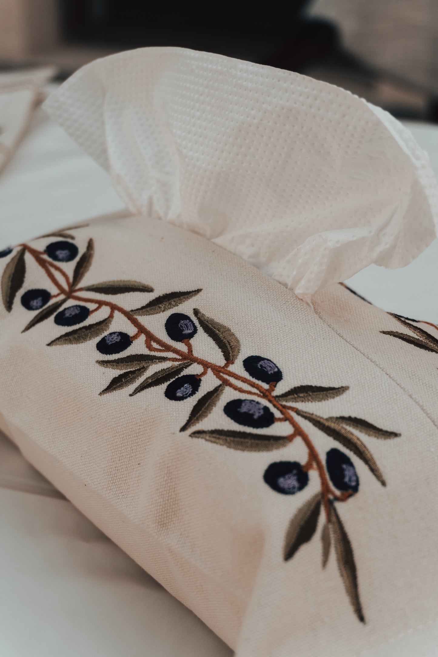 Olive Branch Tissue Box Cover